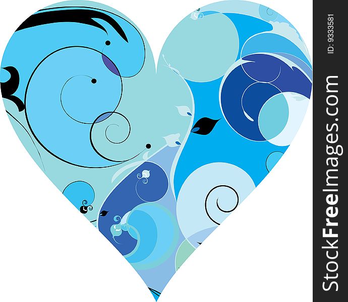 Blue beautiful decorative heart illustration