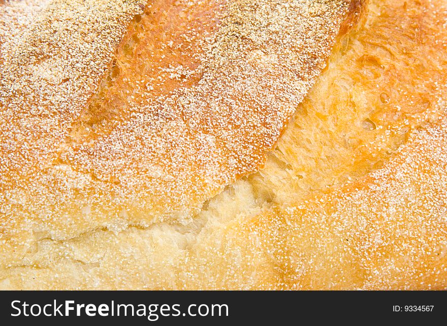 Close up of a loaf of sour dough bread.