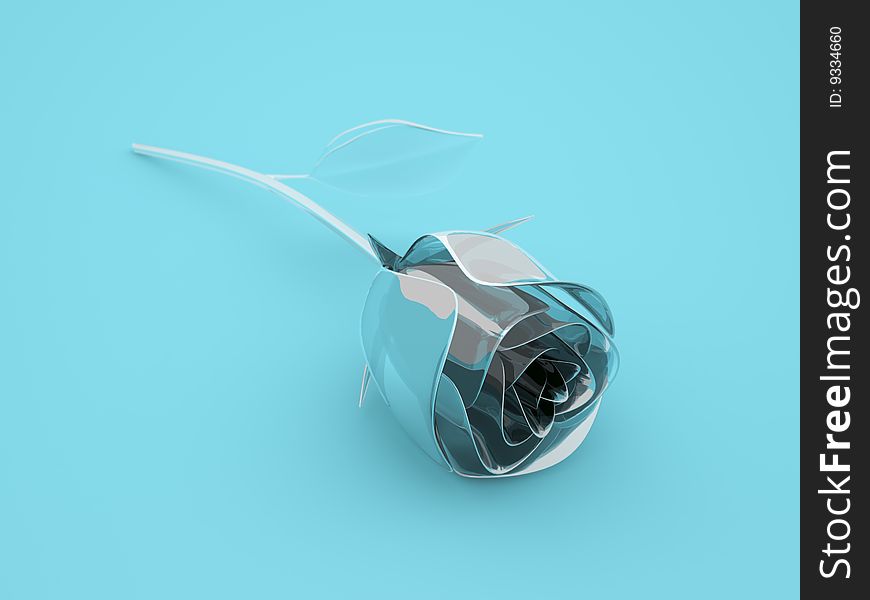 Glass rose on a blue background