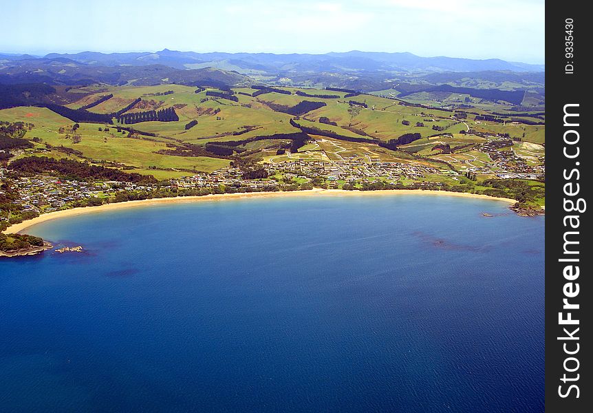 Aerial View Of Coopers Beach, New Zealand