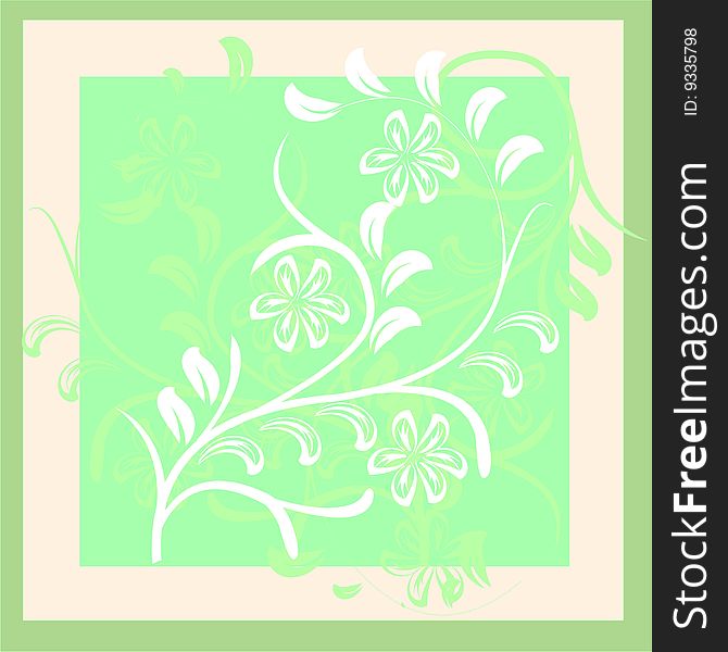 Abstract vector illustration. A flower ornament in green tones. Abstract vector illustration. A flower ornament in green tones.