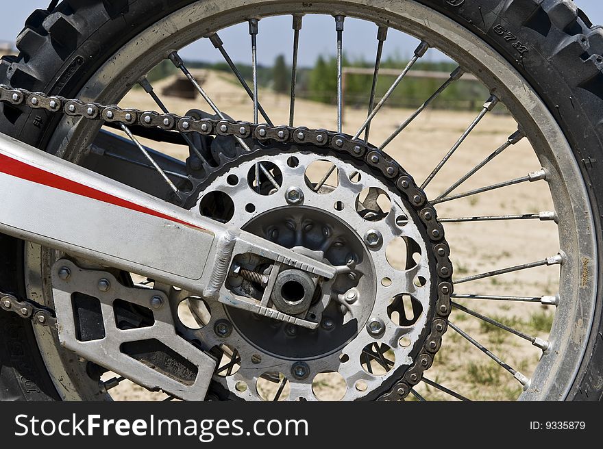 Detail of racing motor cycle    it  is vehicle wheel