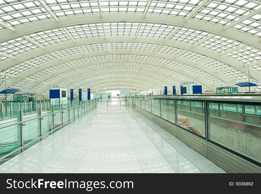 Modern hall inside in the beijing airfield.