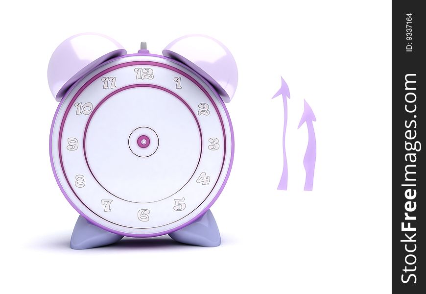 Pink alarm clock with both hands separated