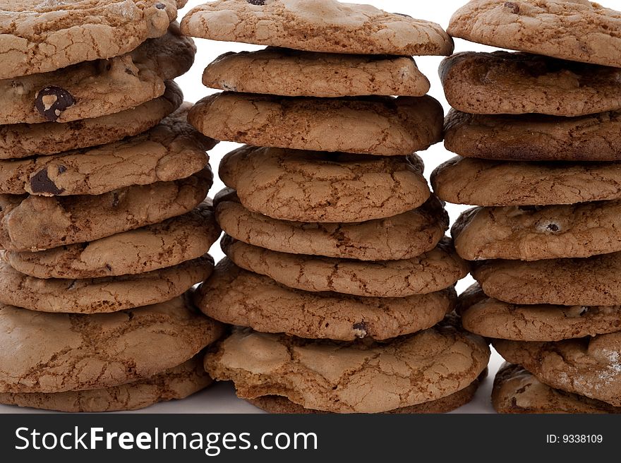 Cookies arrange in a row, stacked as in a wall. Cookies arrange in a row, stacked as in a wall