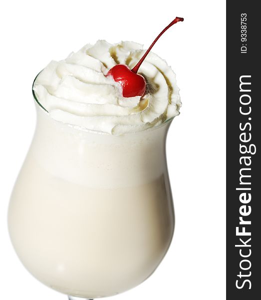 Cocktail with Whipped Cream and Cherry
