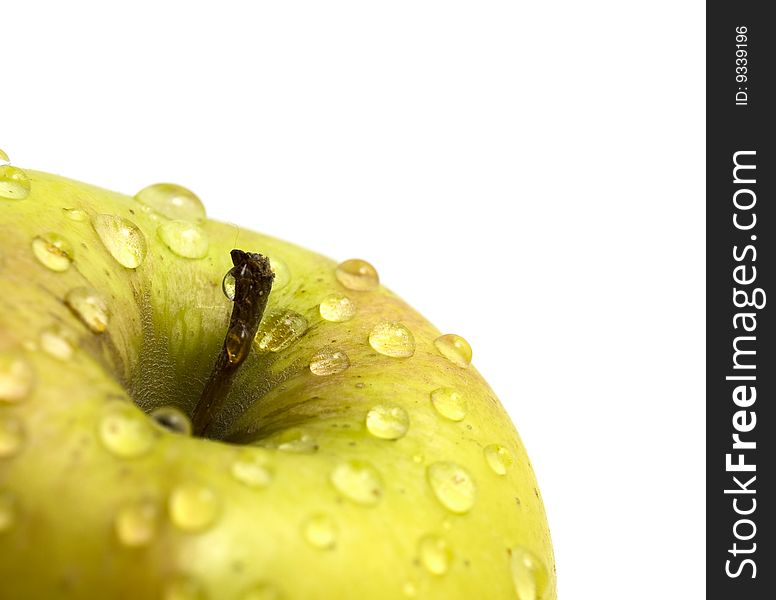 Apple with waterdrops on its surface