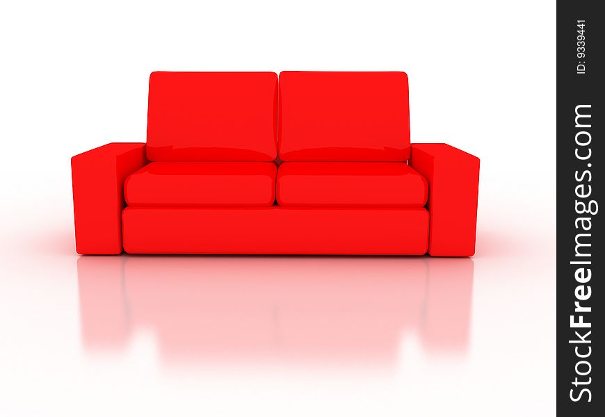 Sofa on white. 3D rendering
