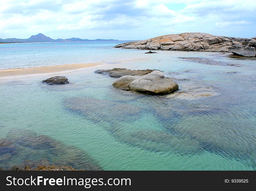 Italy,Sardinia. A beautiful white-sand beach.