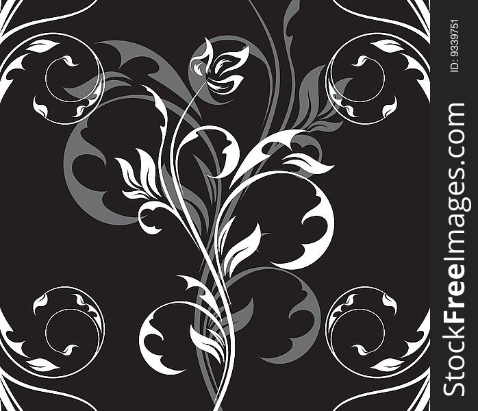 Black and white floral background. 
vector illustration. Black and white floral background. 
vector illustration.