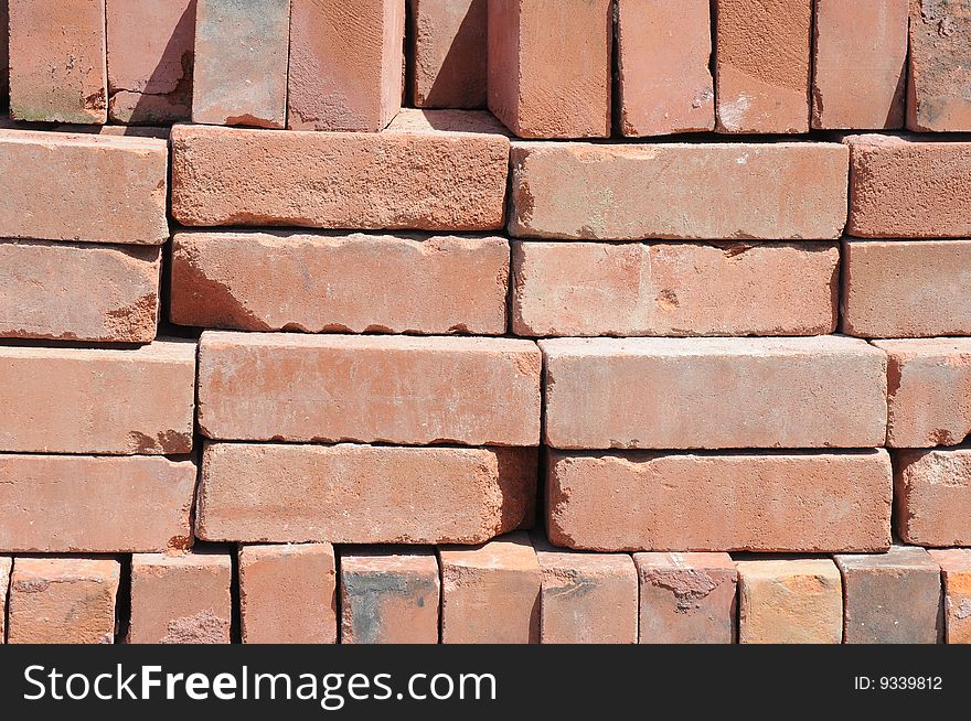 An image of a skid of red bricks. An image of a skid of red bricks.