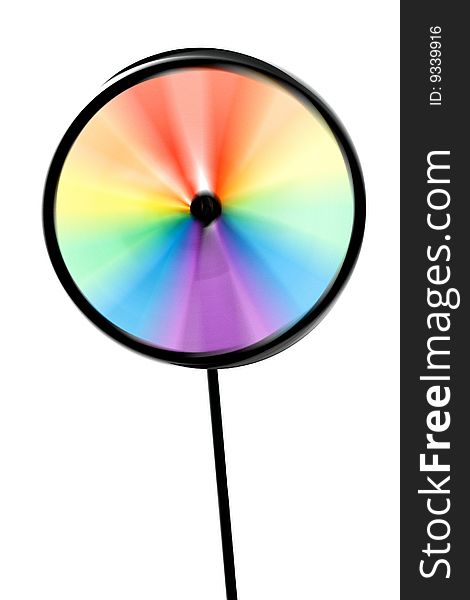 Plastic colourful pinwheel on the white background