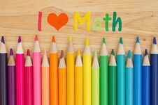 I Love Math Message With Pencil Crayons Royalty Free Stock Photos