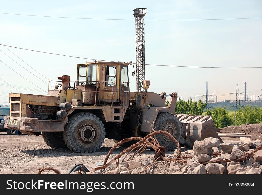 Bulldozer In Industrial Quarry