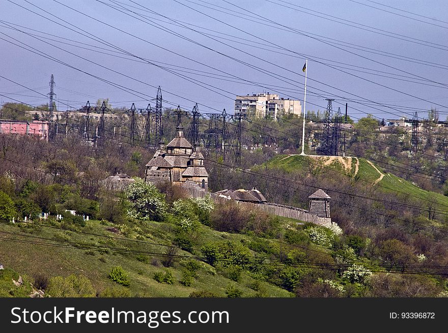 Landscape of Cossacks fortress `Zaporizhian Sich`. Landscape of Cossacks fortress `Zaporizhian Sich`