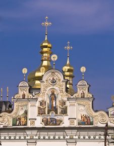 Golden Domes In The Monastery Of St. Michel, Kiev Stock Photos Golden Domes In The Monastery Of St. Michel, Kiev Stock Photos