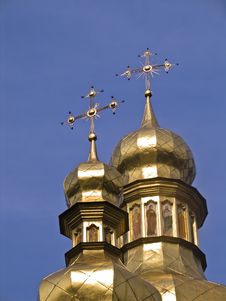Golden Domes In The Monastery Of St. Michel, Kiev Royalty Free Stock Images Golden Domes In The Monastery Of St. Michel, Kiev Royalty Free Stock Images