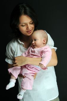 Mom And Little Baby Girl Royalty Free Stock Photos