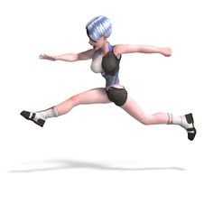 Female Scifi Heroine Jumping Over Something With Stock Photo