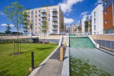 Modern Development With Water Feature Stock Photos Modern Development With Water Feature Stock Photos