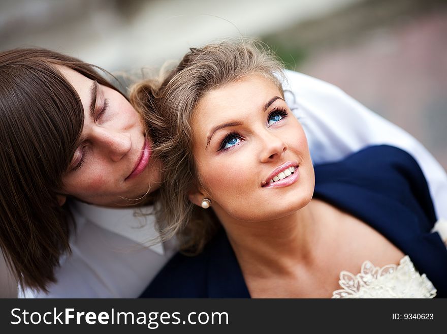 Attractive couple on their wedding day