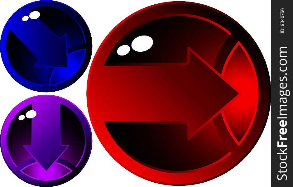 Color buttons with arrows - vector illustration. Color buttons with arrows - vector illustration
