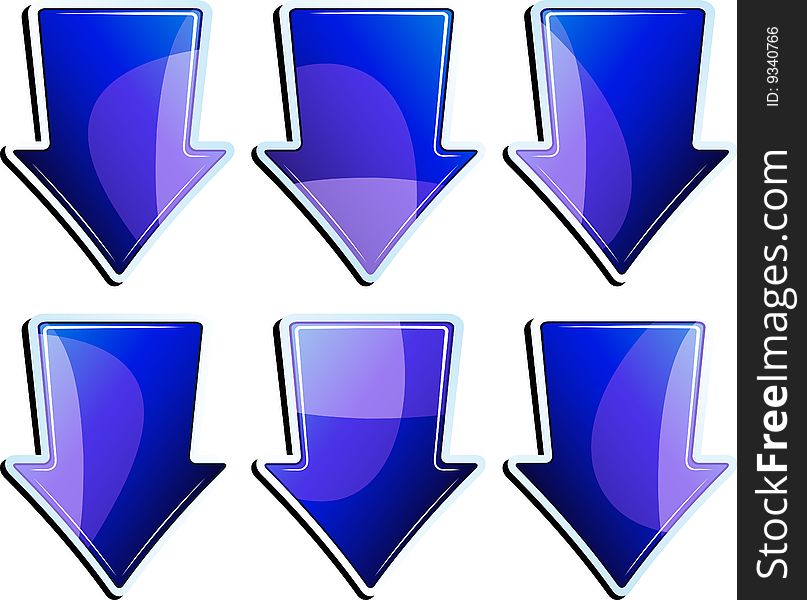 Blue glossy arrows - vector illustration. Blue glossy arrows - vector illustration