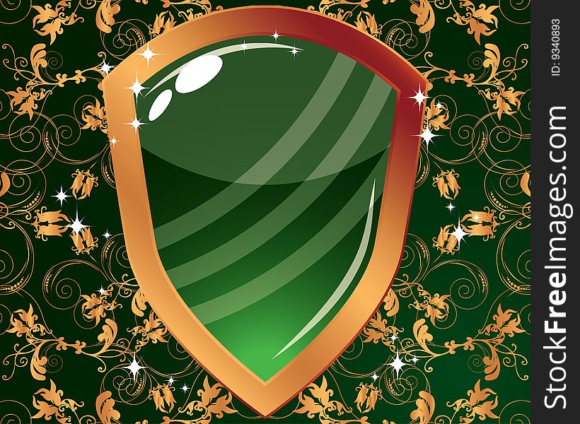 Heraldic Shield in floral  background - vector illustration