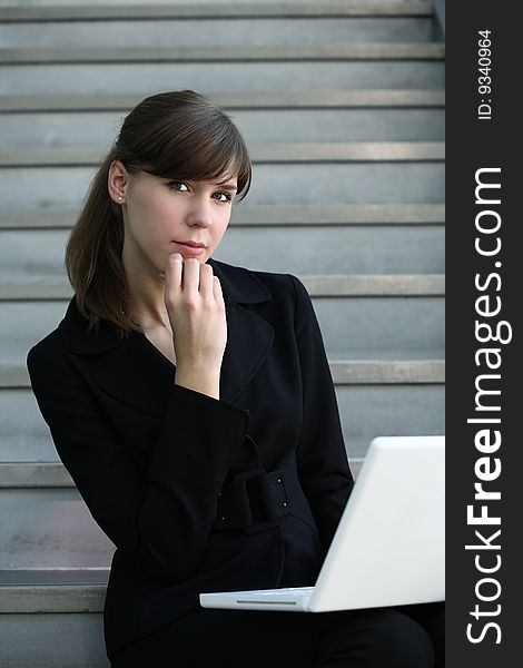 young woman work with laptop