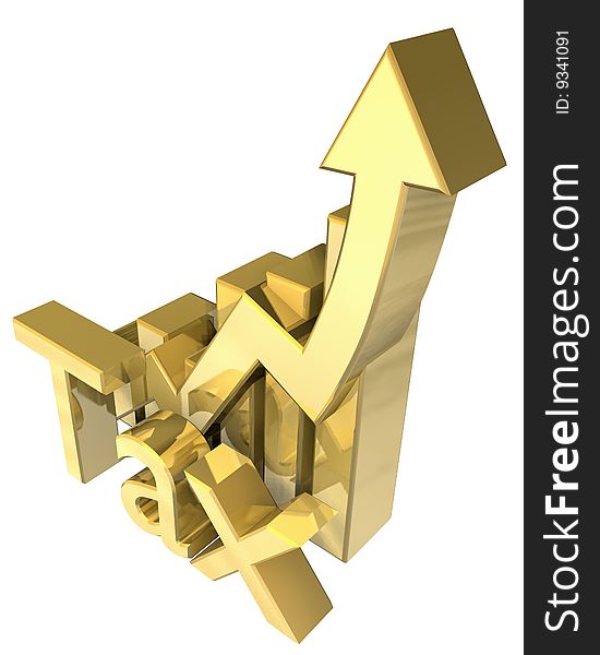 Statistics graphic in gold