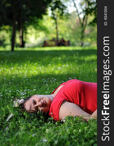 Bohemia woman in a public park. Bohemia woman in a public park