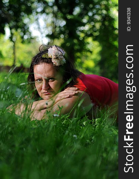 Bohemia woman in a public park. Bohemia woman in a public park