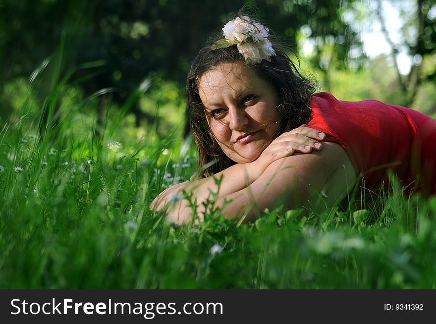 Bohemia woman in a public park. Bohemia woman in a public park