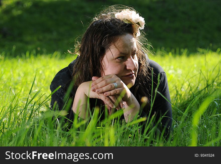 Bohemia woman in a public park. Bohemia woman in a public park