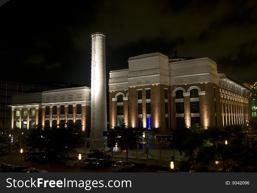 Night shot of St James Powerhouse Entertainment Complex in Singapore