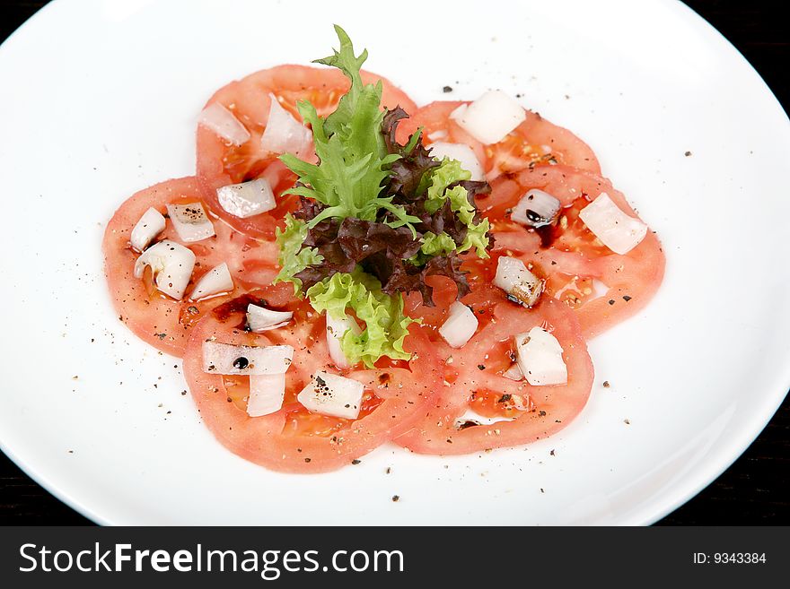 Tomato cucumber and basil salad. Tomato cucumber and basil salad