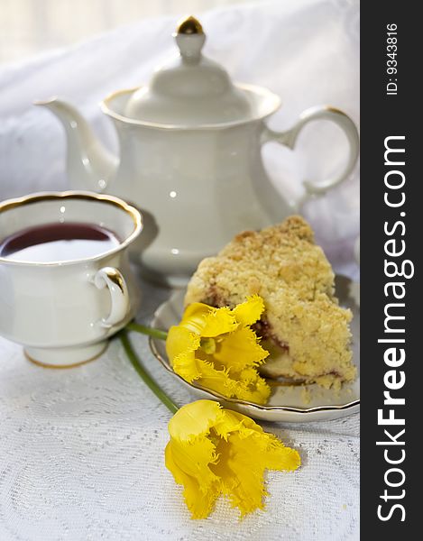 Breakfast With Tea And Flowers