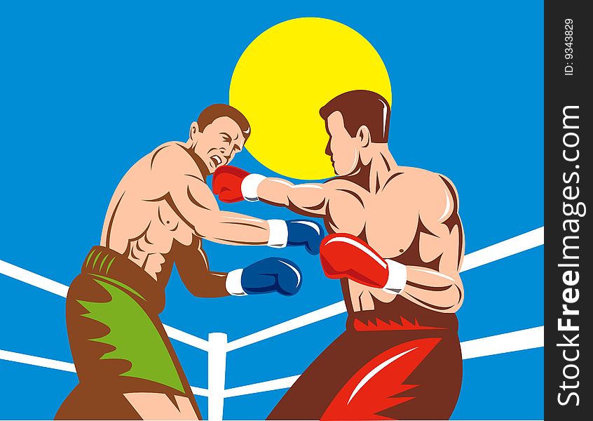 Vector illustration on the combative sport of boxing. Vector illustration on the combative sport of boxing