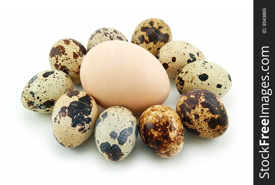Group Of Raw Quail Eggs Isolated On White