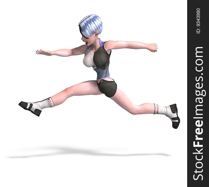 Female Scifi Heroine Jumping Over Something With