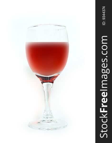 Glass of red wine on white