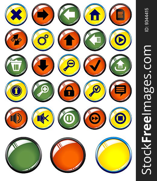 Set Of Glossy Buttons For The Web