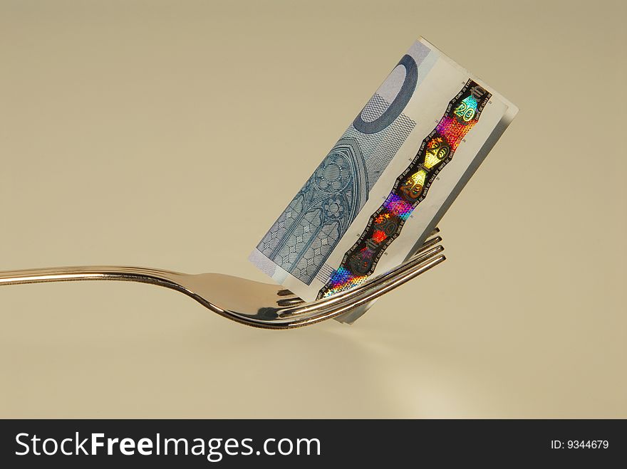 Euro on the fork. Eating is always more expensive
