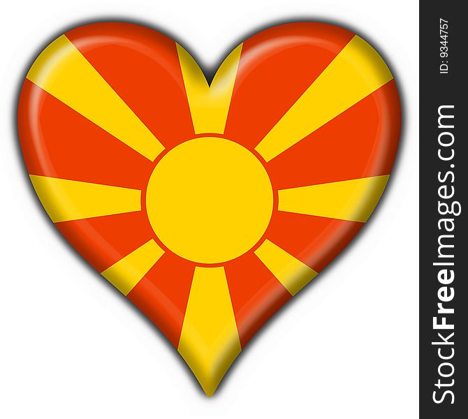 Macedonia button flag heart shape