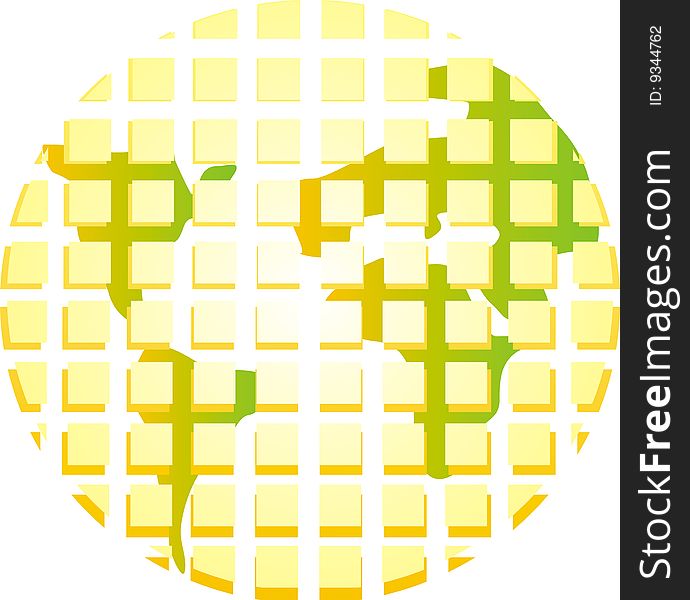 Vector illustration: yellow earth with squares. Vector illustration: yellow earth with squares