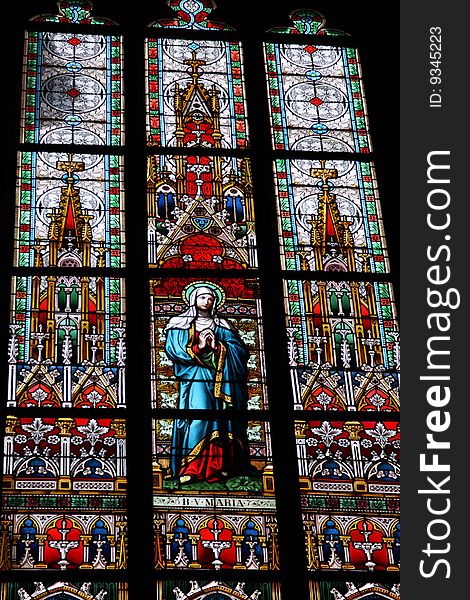 Stained-glass window in St.Vitus cathedral