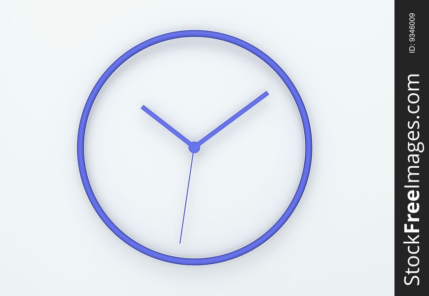 Digital schematic render of a blue clock. Digital schematic render of a blue clock