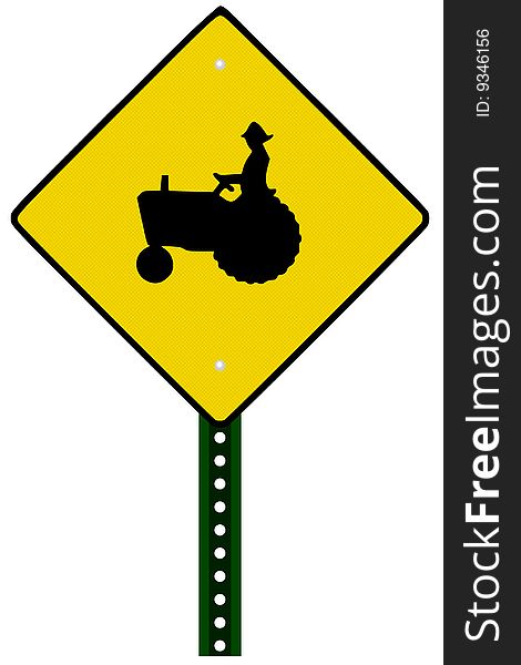 Isolated Tractor Sign on white background