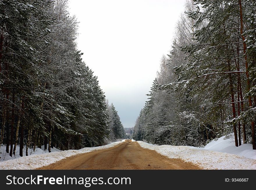 Winter road in the countryside. Russia. Winter road in the countryside. Russia.