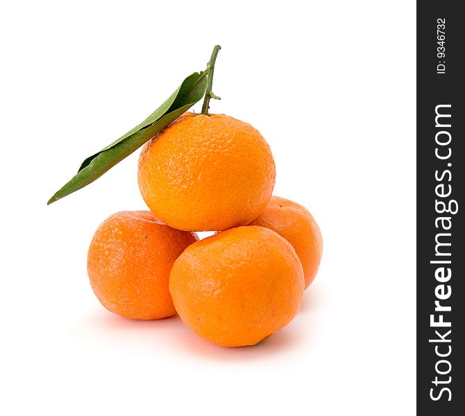 Fresh mandarins  isolated on a white background